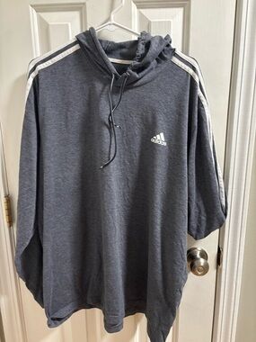 Adidas Heather Gray Hoodie with White Three Stripes